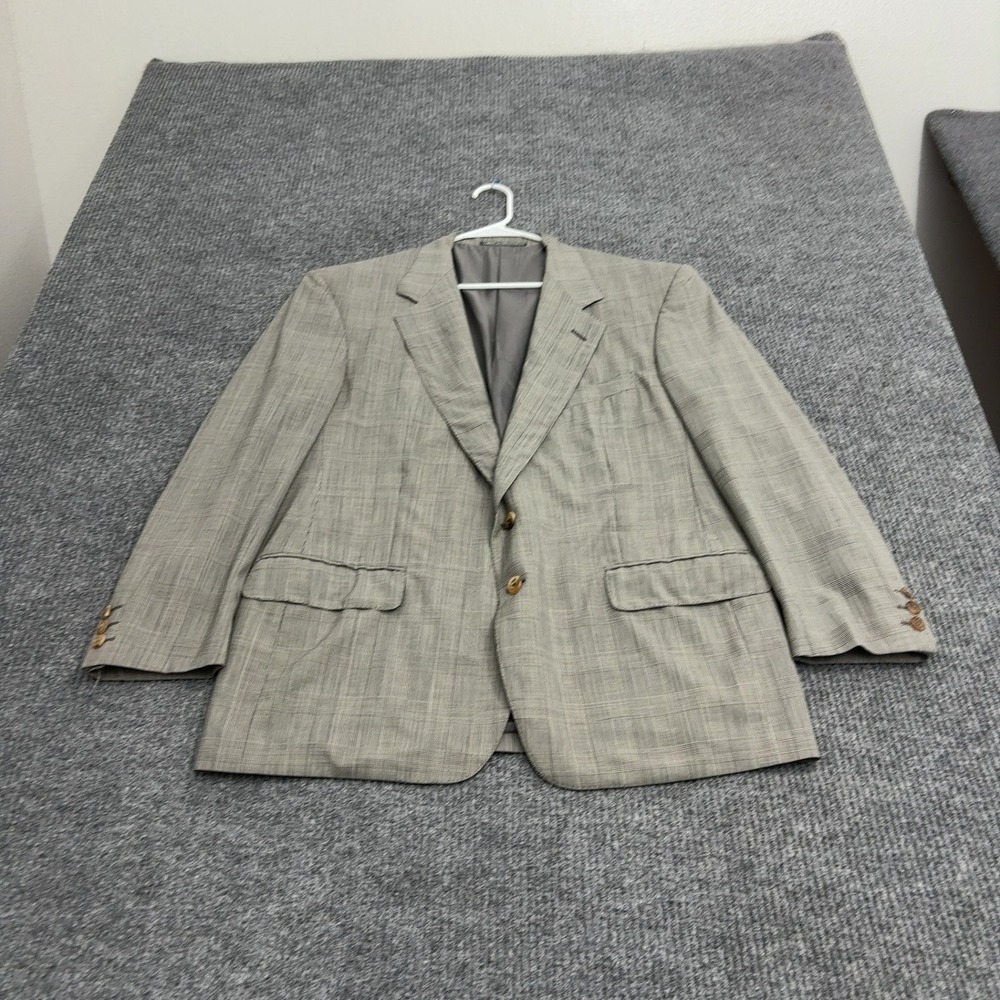 Vintage Ermenegildo Zegna x Mr. Sid Blazer Mens 54 Grey Wool Plaid Sport Coat